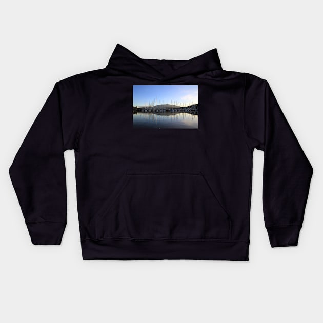 Marina reflections Kids Hoodie by Kirkcov